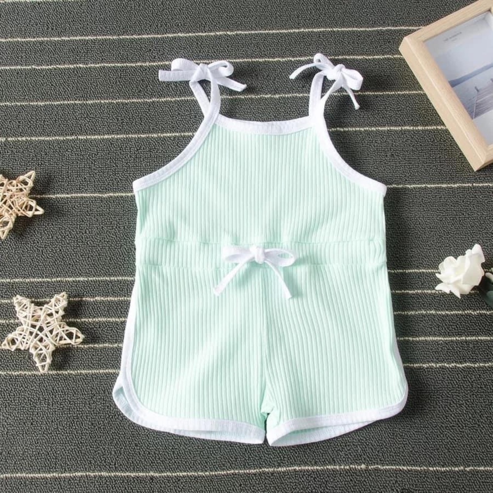 New aqua Romper shorts Jumpsuit for baby little girl summer 12M 2T 3T 4T 5T